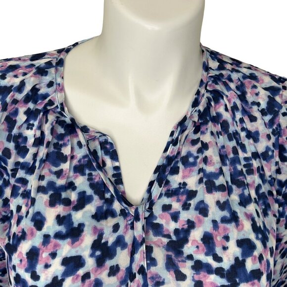 NWT LIZ CLAIBORNE BLUE & PINK FLORAL TIE FRONT TUNIC TOP - PETITE LARGE - Picture 5 of 5